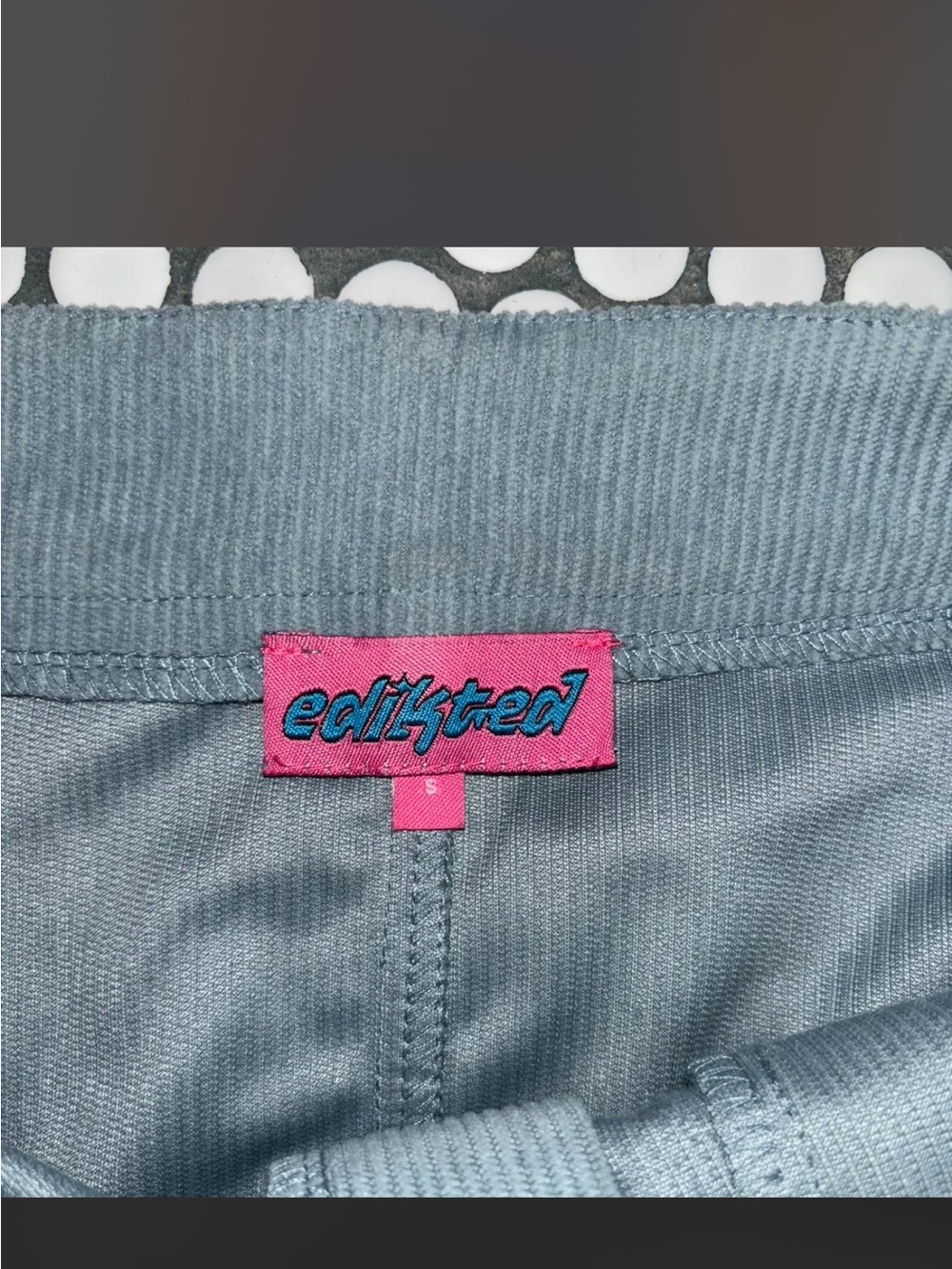 Edikted Blue Corduroy Pleated Mini Skirt - Picture 4 of 4